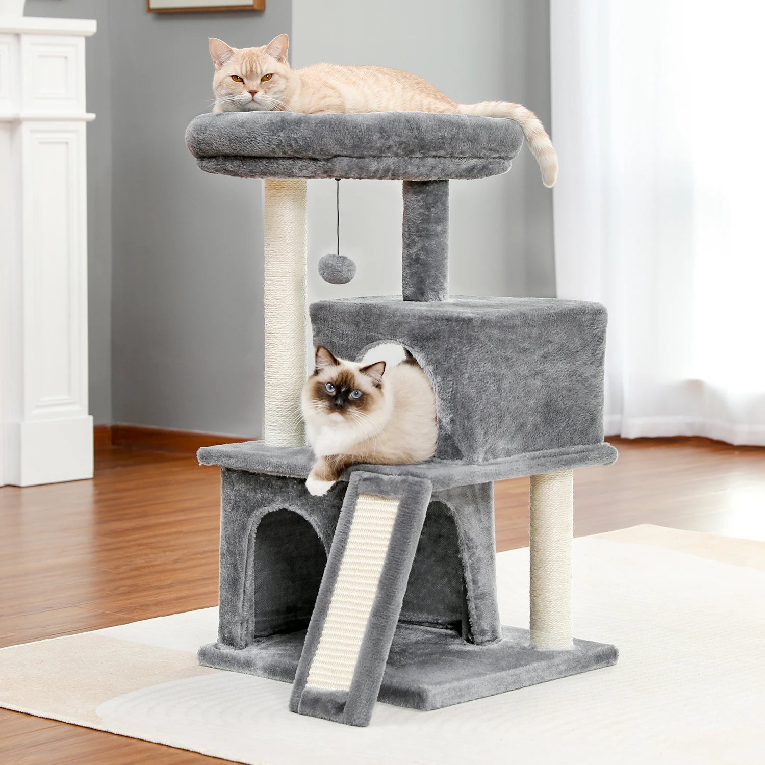 Free Shipping  Multi-Level Cat Tree For Cats With Cozy Perches Stable Cat Climbing Frame Cat Scratch Board Toys Cat Furniture