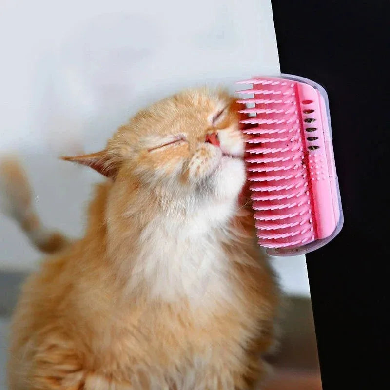 Happy Cat Self-Grooming Cat Brush Corner: Massage, Comb, and Tickle Your Pet!