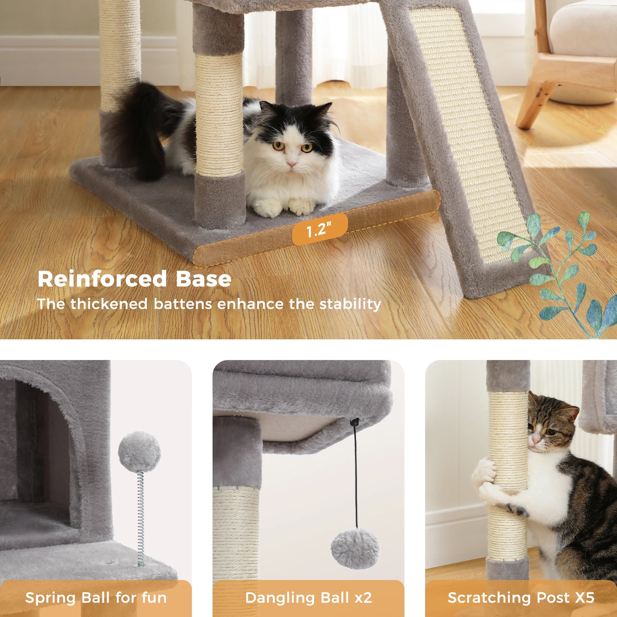 Free Shipping  Multi-Level Cat Tree For Cats With Cozy Perches Stable Cat Climbing Frame Cat Scratch Board Toys Cat Furniture