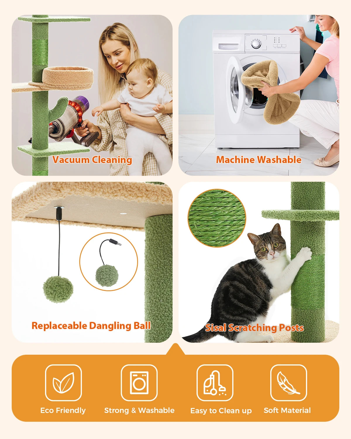 Adjustable 228-274cm Height Floor-to-Ceiling Vertical Cat Tree Stable Tall Cat Climbing Tree Cat Kittens Cat Toy