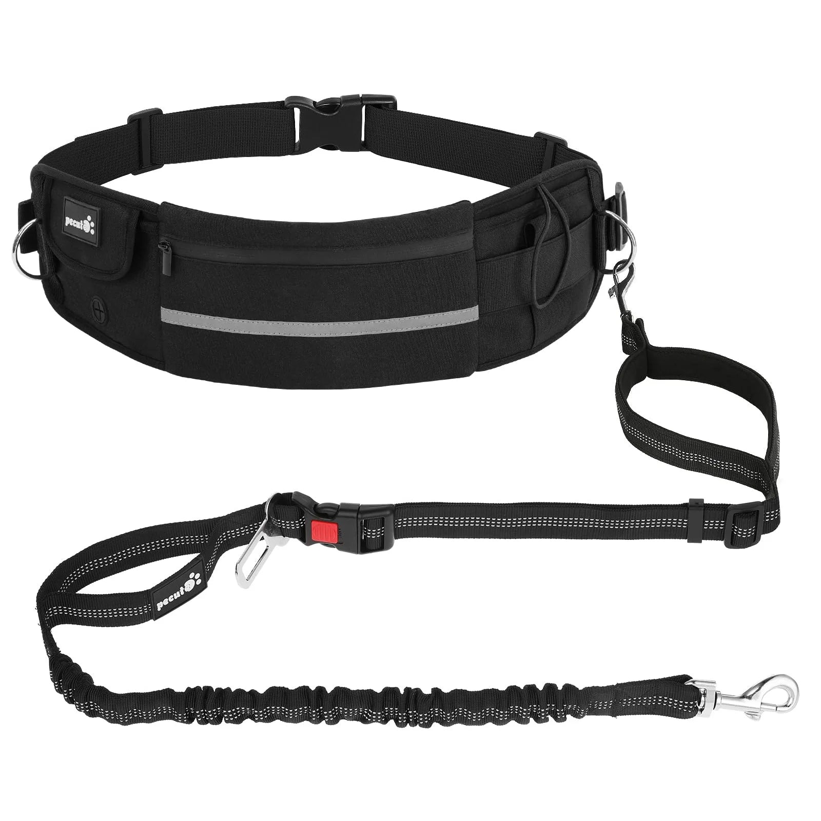 Hands-Free Dog Leash with Bag in Black