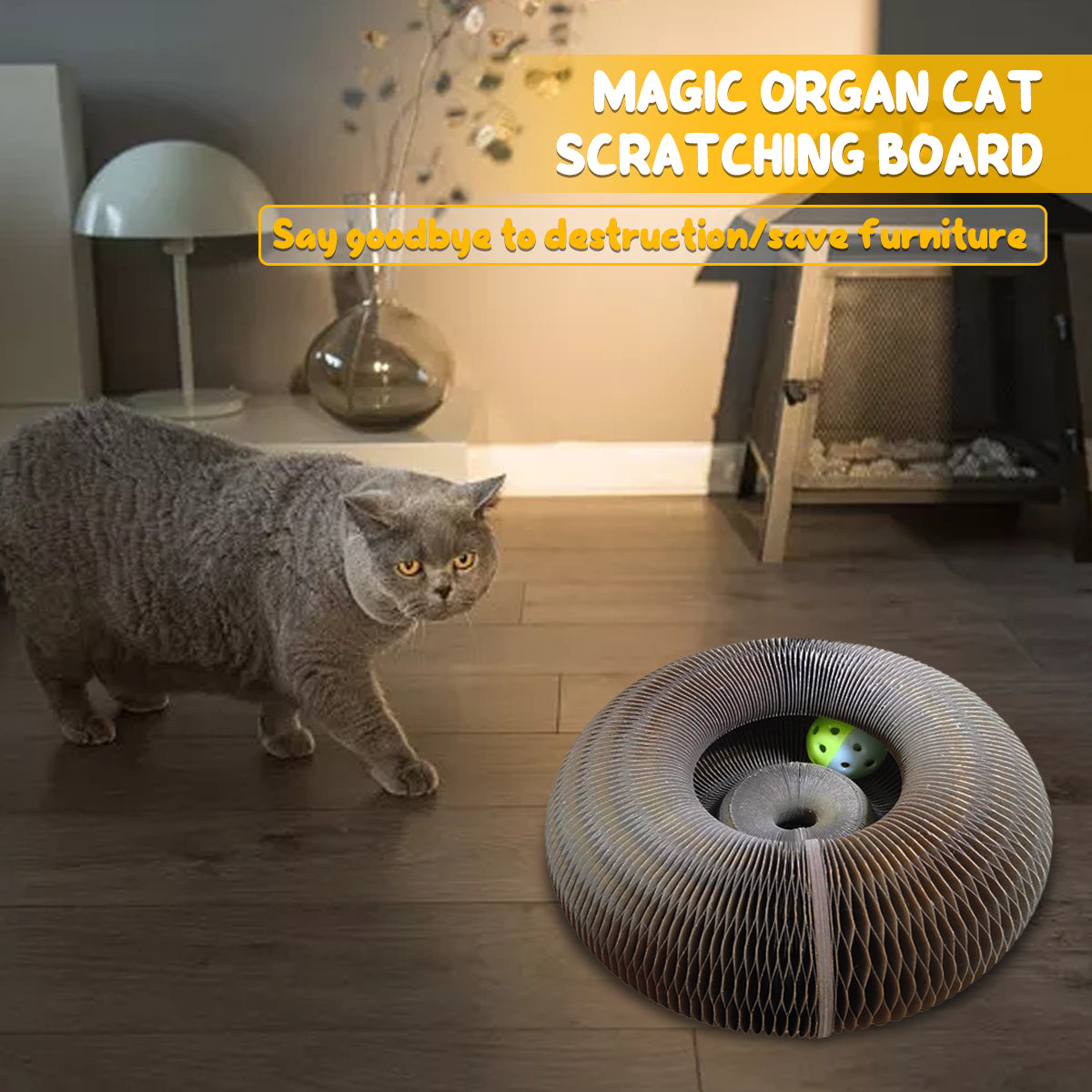 Magic Organ Cat Scratching Board Thickened Durable Cat Scratcher Toys Foldable Cat Grinding Claw Scratching Board Cat Donut Bed Cats Interactive Toys for Pet Kittens