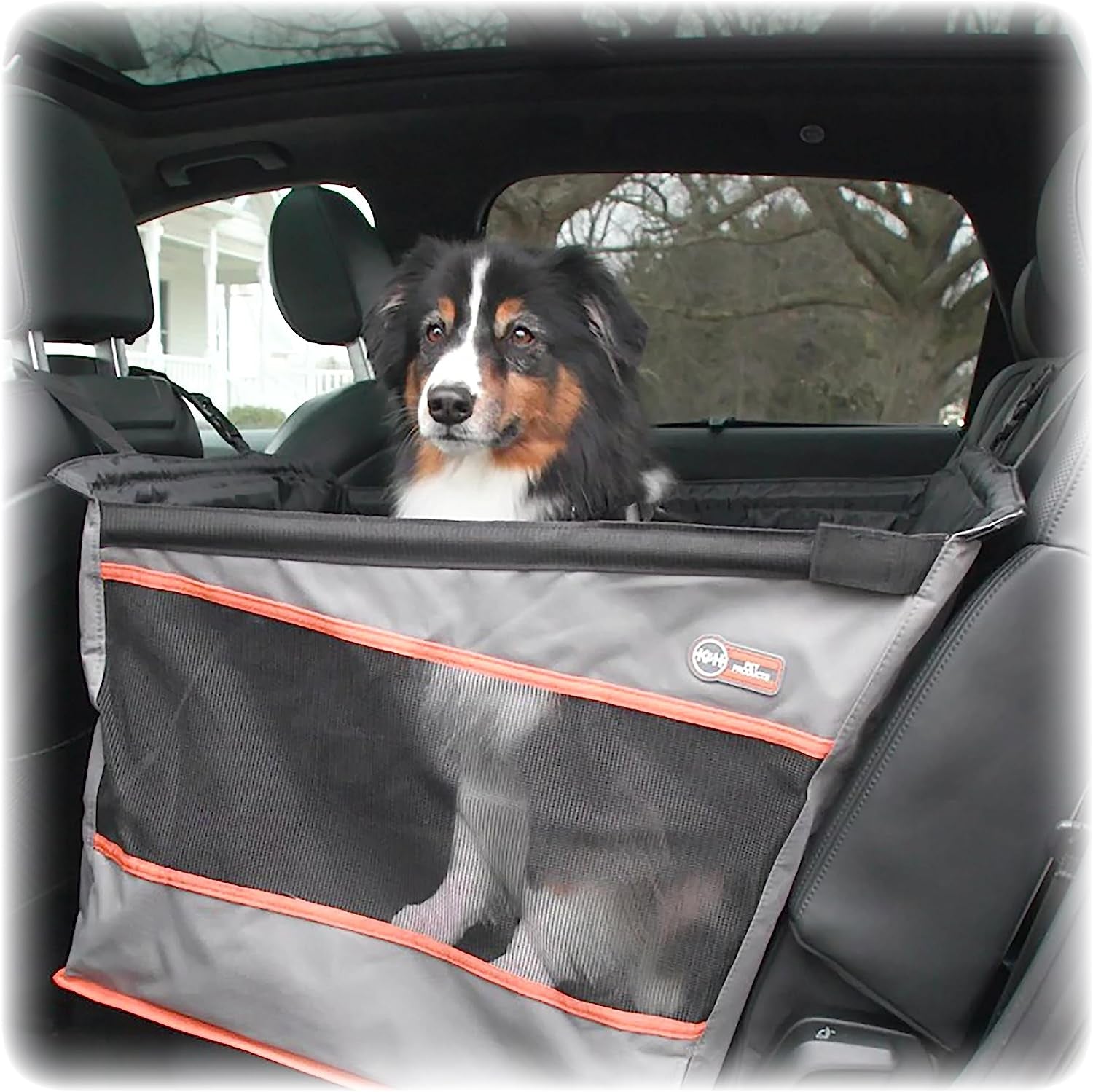 Buckle N' Go Dog Car Seat for Large Dogs, Waterproof Fabric with Breathable Mesh & Adjustable Dog Seat Belt for Car, Dog Hammock for Car, Dog Carrier Dog Car Seat Cover - Gray MD/LG