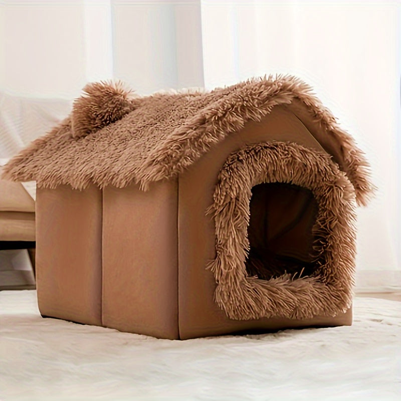 1pc Cozy Pet House Bed - Ultra-Soft, Warm, Detachable, and Washable Plush Bed for Small Dogs and Cats - Perfect for Four Seasons Use, Essential Pet Supplies