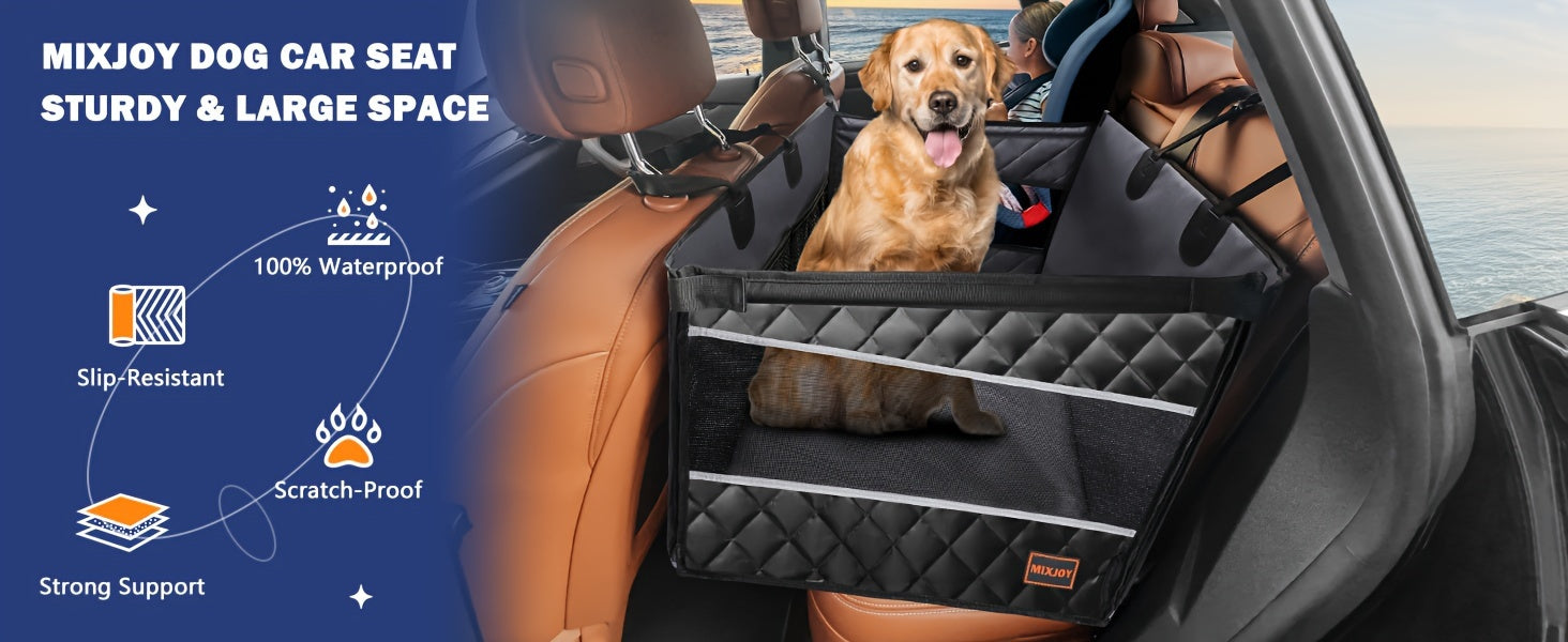 Ultimate Pet Comfort Car Seat for Large and Medium Dogs - Waterproof, Spacious, and Protective Back Seat Extender with Storage Pocket - Perfect for Cars, SUVs, and Trucks