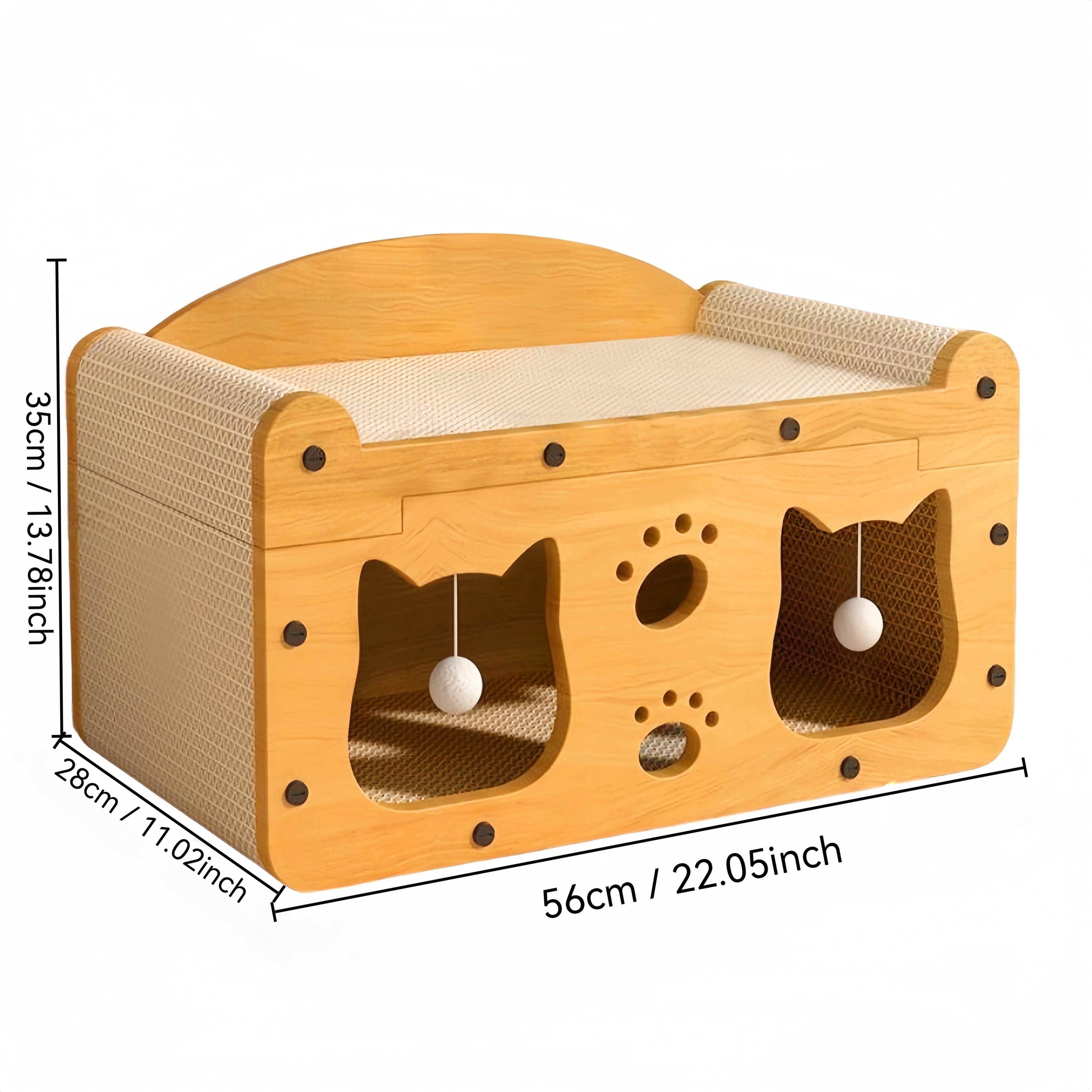 All-Season Cat Scratcher Lounge with Play Ball - Durable Cardboard, Shed-Free & Scratch-Resistant, Ideal for Cats Under 22 lbs