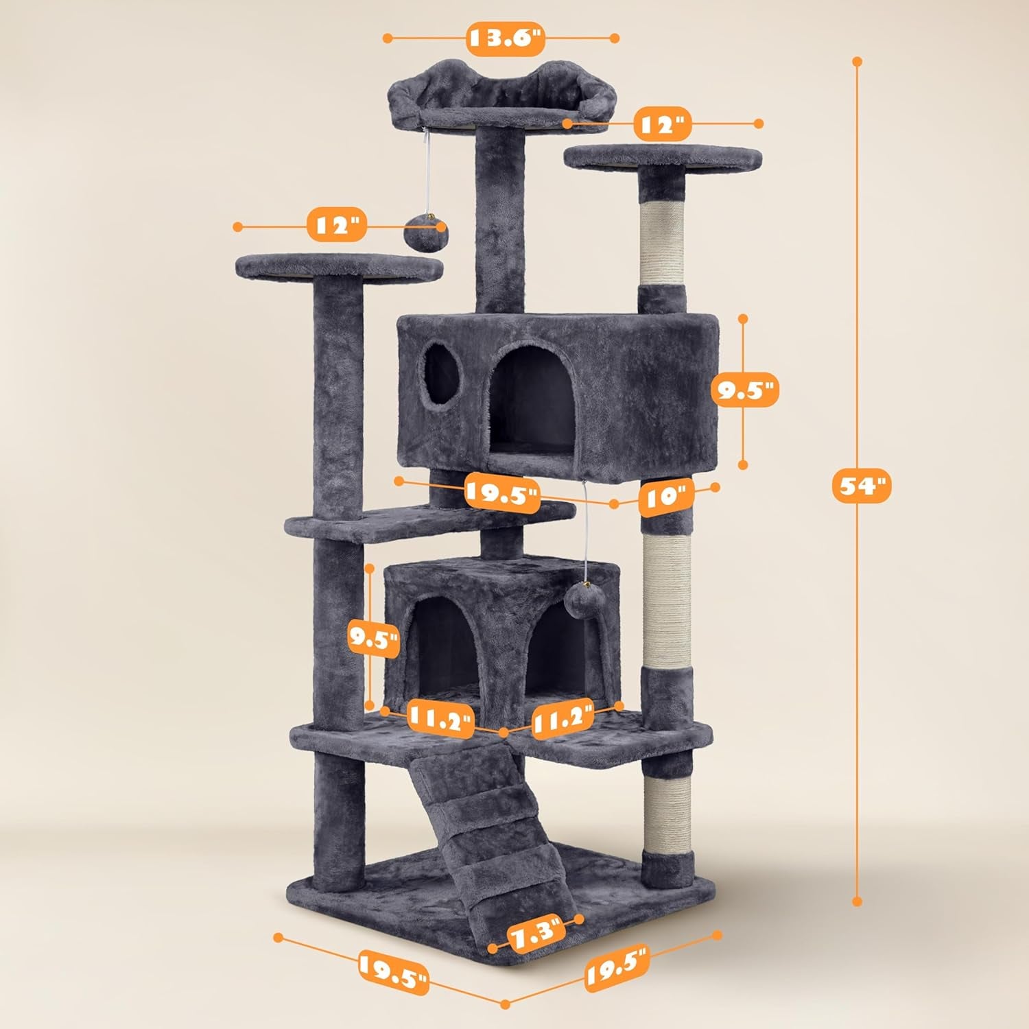 54In Cat Tree Tower Condo Furniture Scratch Post for Kittens Pet House Play