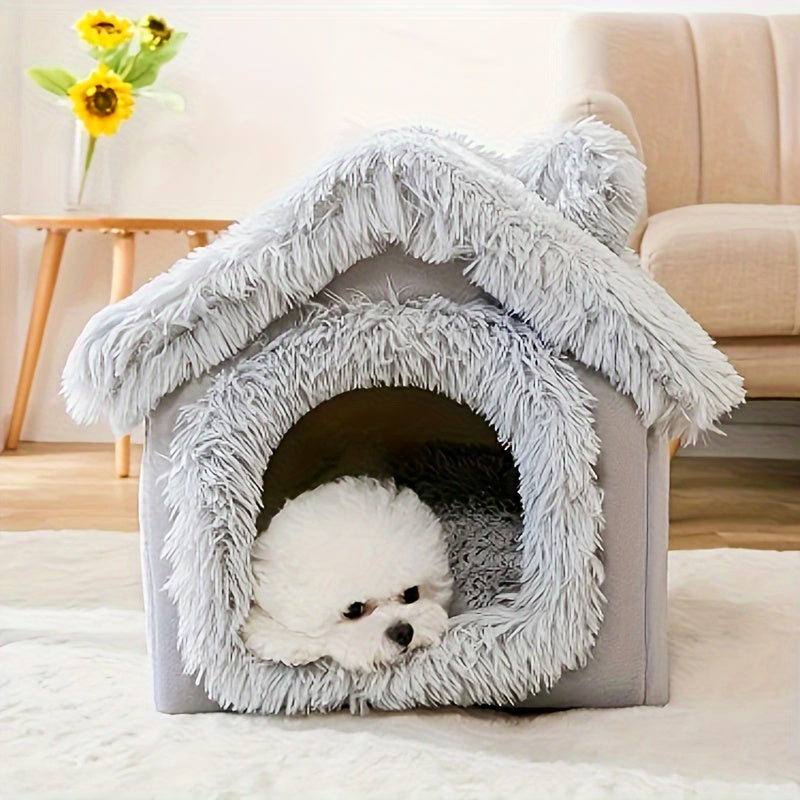 1pc Cozy Pet House Bed - Ultra-Soft, Warm, Detachable, and Washable Plush Bed for Small Dogs and Cats - Perfect for Four Seasons Use, Essential Pet Supplies