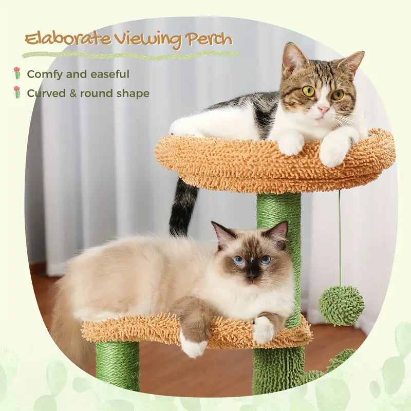 🌵 Cactus Adventure Cat Tree 🌵 - Cozy Condo 🏠, Plush Perches 🛏️ & Sisal Scratching Posts 🧶 for Play 🐾 & Rest 😺