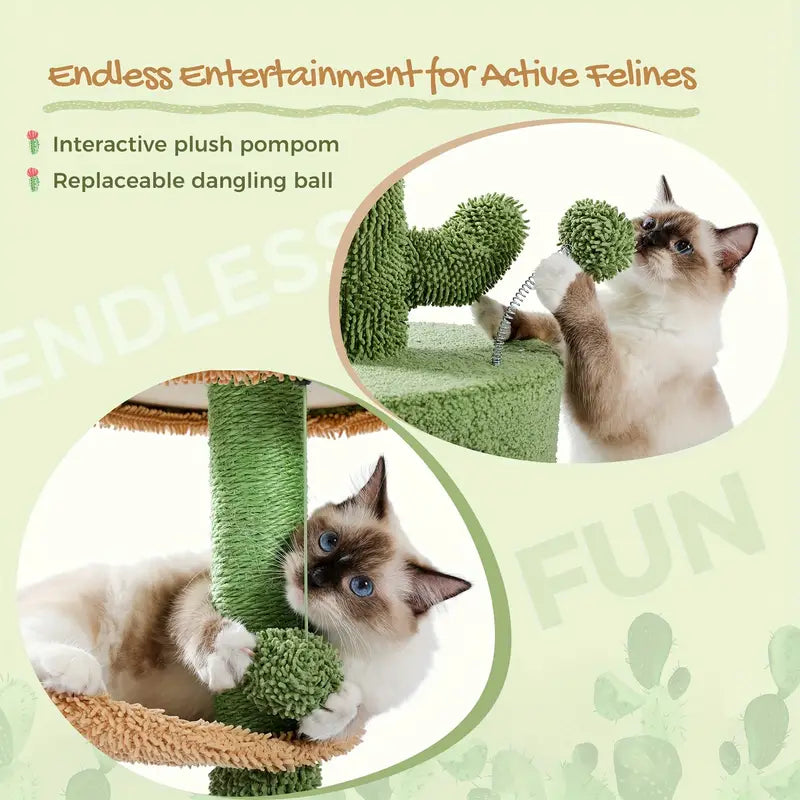 🌵 Cactus Adventure Cat Tree 🌵 - Cozy Condo 🏠, Plush Perches 🛏️ & Sisal Scratching Posts 🧶 for Play 🐾 & Rest 😺