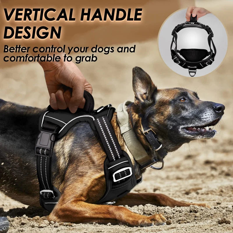 Benepaw No Pull Dog Harness No Choke Easy Control Handle Reflective Harness 2 Leash Clips Adjustable Soft Padded Dog Vest