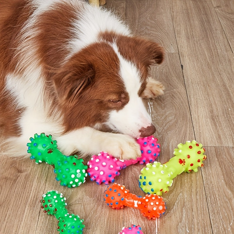 1pc Fun Pet Chew Toys - Bone Design & Squeaky Sounds - Colors Vary