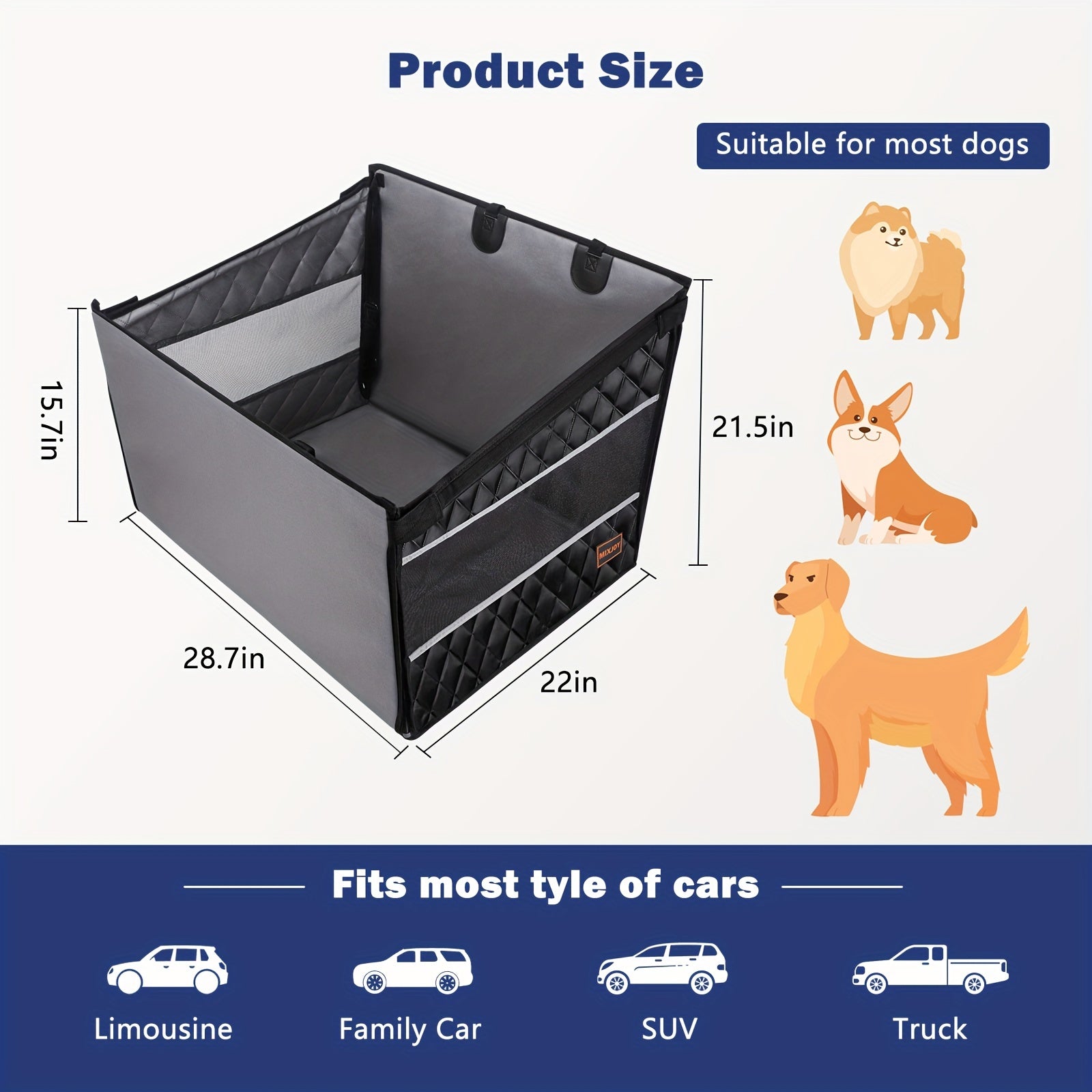 Ultimate Pet Comfort Car Seat for Large and Medium Dogs - Waterproof, Spacious, and Protective Back Seat Extender with Storage Pocket - Perfect for Cars, SUVs, and Trucks