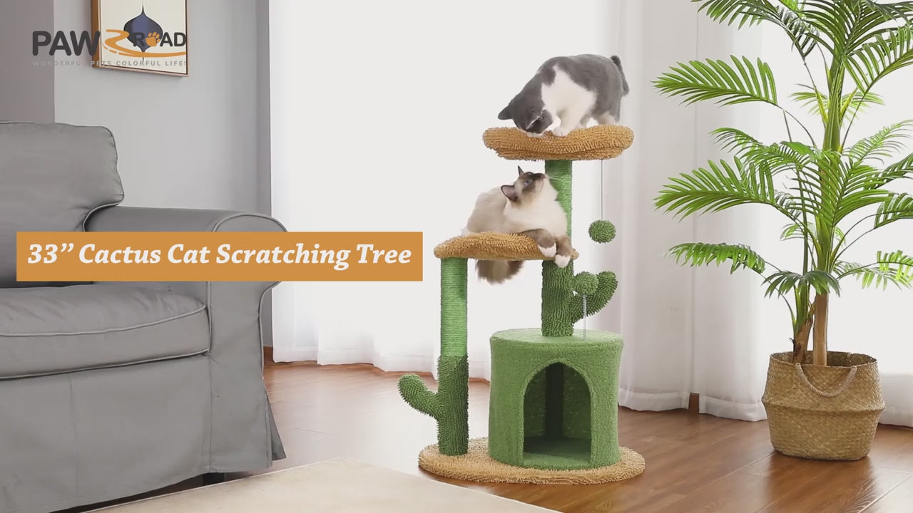 🌵 Cactus Adventure Cat Tree 🌵 - Cozy Condo 🏠, Plush Perches 🛏️ & Sisal Scratching Posts 🧶 for Play 🐾 & Rest 😺